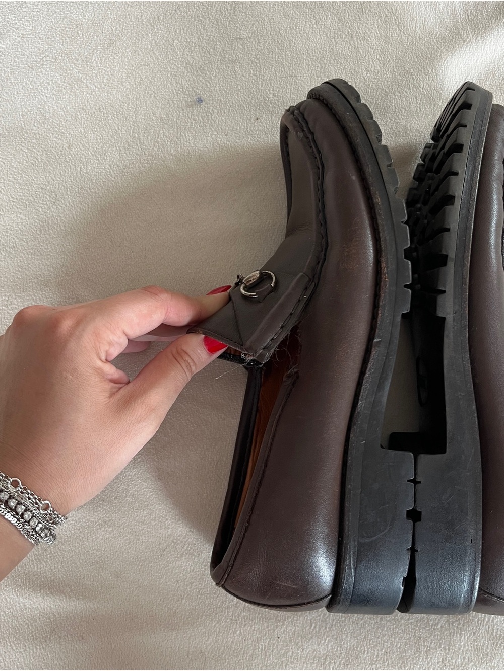 Gucci Brown Classic Horsebit Loafers Size Womens 9 - Picture 8 of 12